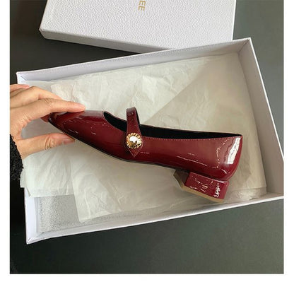 Plain Block Heel Mary Jane Pumps (Various Designs)