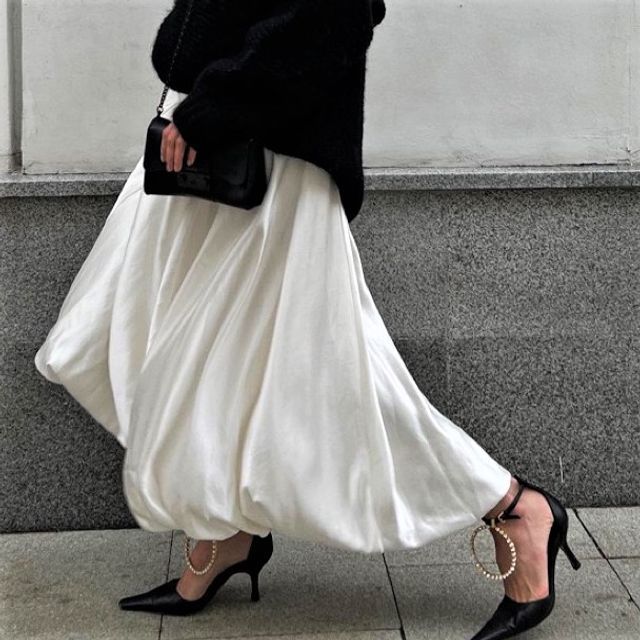 A-Line Waist Maxi Plain Skirt High