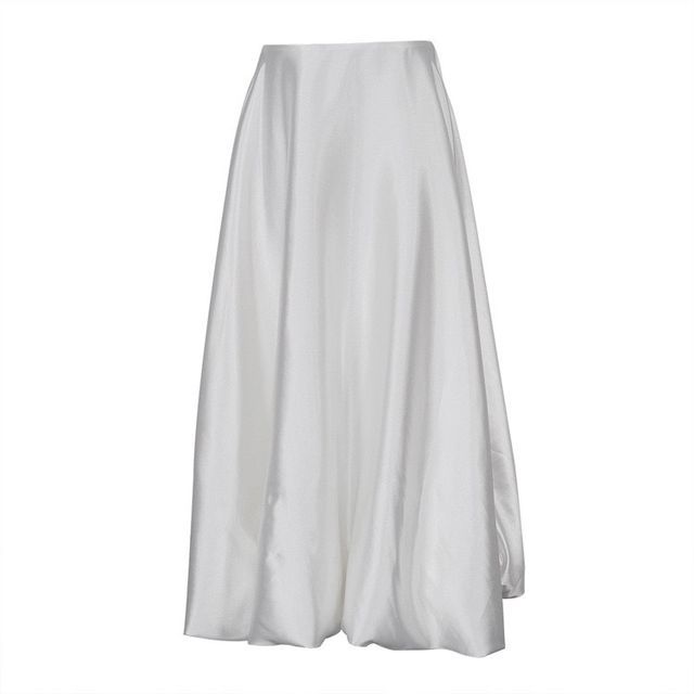 High Waist Plain Maxi A-Line Skirt