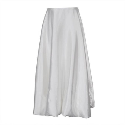 A-Line Waist Maxi Plain Skirt High