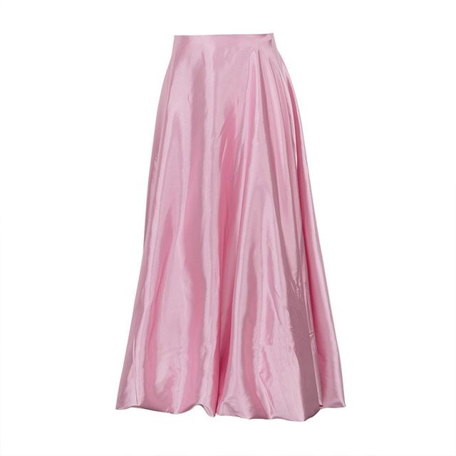 High Waist Plain Maxi A-Line Skirt