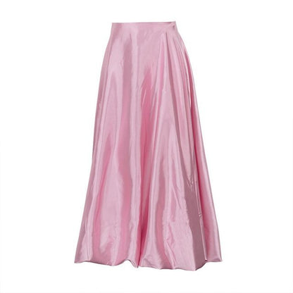 A-Line Waist Maxi Plain Skirt High