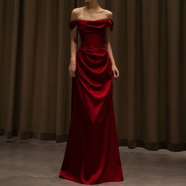 Evening Off-Shoulder Plain A-Line Gown