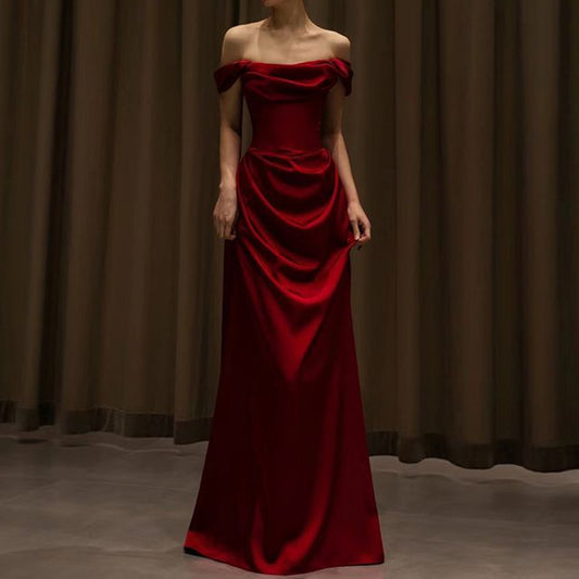 Evening Off-Shoulder Plain A-Line Gown