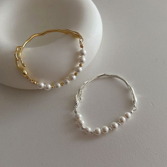 Faux Pearl Irregular Alloy Bracelet