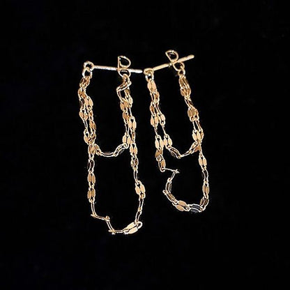 Layered Chained Alloy Dangle Earring