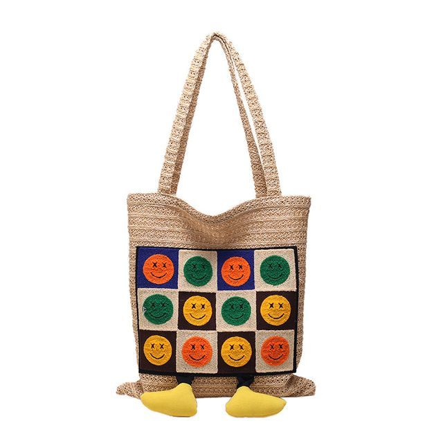 Smiley Face Crochet Tote Bag
