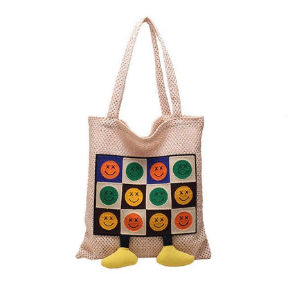 Smiley Face Crochet Tote Bag