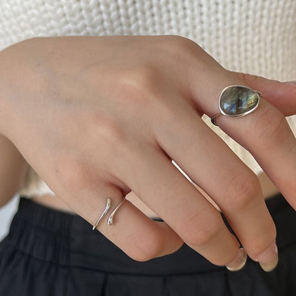 Moonstone Alloy Open Ring / Irregular Alloy Open Ring