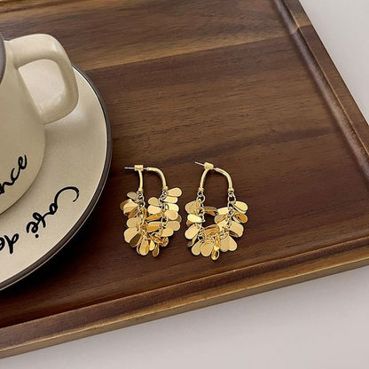 Fringed Alloy Droplet Earring