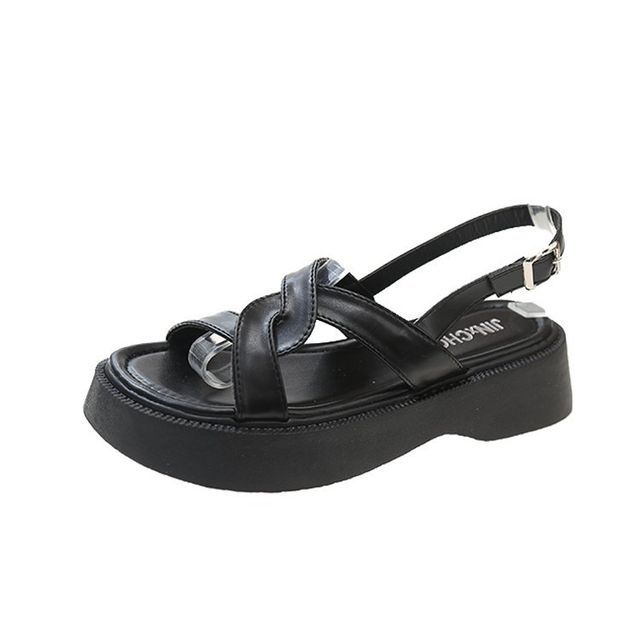 Slingback-Sandalen mit Plateausohle