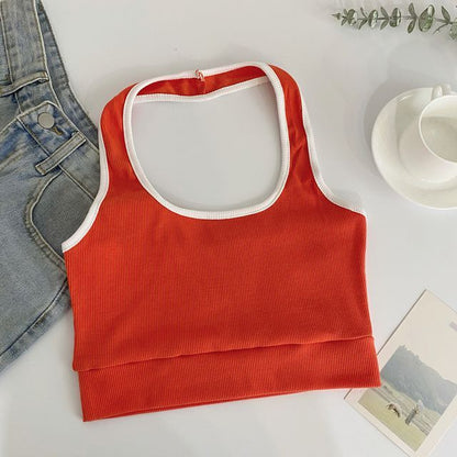 Neckholder-Camisole-Top in Farbblock-Optik