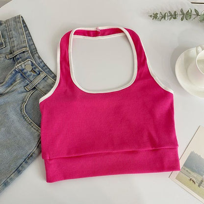 Neckholder-Camisole-Top in Farbblock-Optik