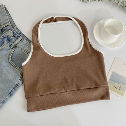 Neckholder-Camisole-Top in Farbblock-Optik