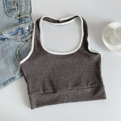 Neckholder-Camisole-Top in Farbblock-Optik