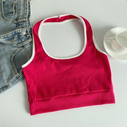 Neckholder-Camisole-Top in Farbblock-Optik