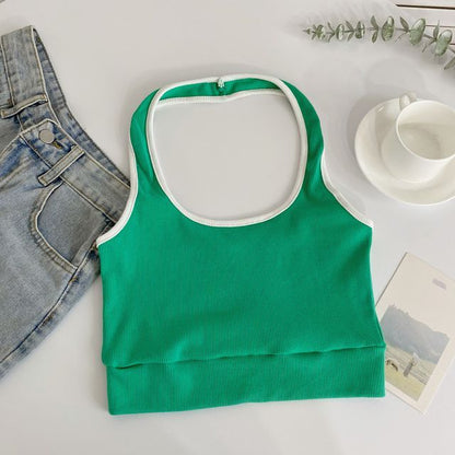 Neckholder-Camisole-Top in Farbblock-Optik