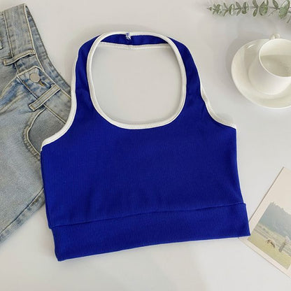 Neckholder-Camisole-Top in Farbblock-Optik