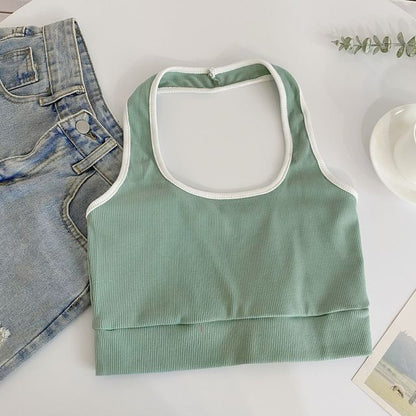 Neckholder-Camisole-Top in Farbblock-Optik