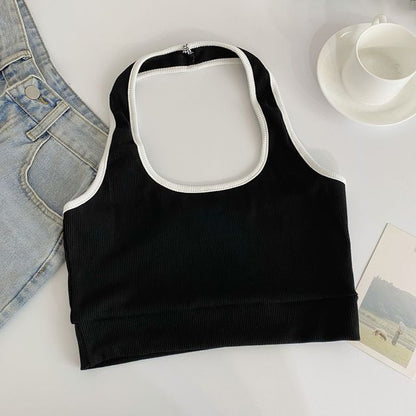 Neckholder-Camisole-Top in Farbblock-Optik