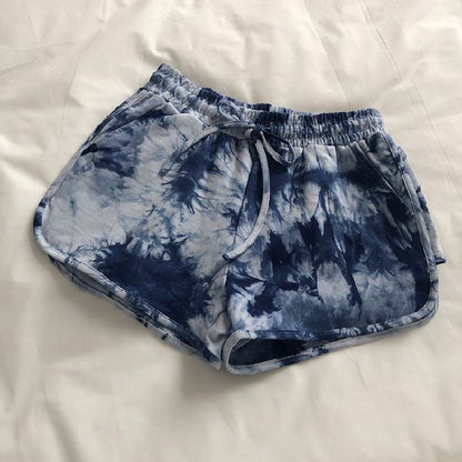 Drawstring Waist Tie Dye Hot Pants