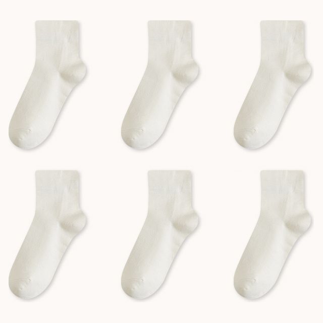 Set Of 6 Pairs: Plain Socks