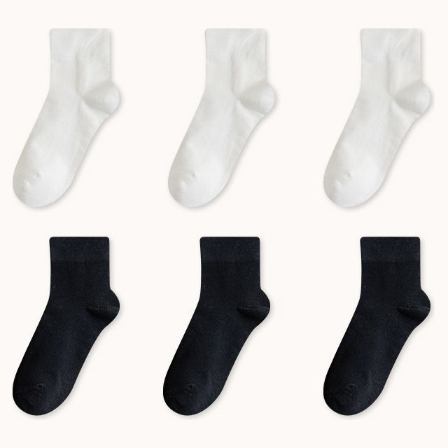 Set Of 6 Pairs: Plain Socks