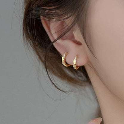 Rhinestone Sterling Silver Hoop Earring