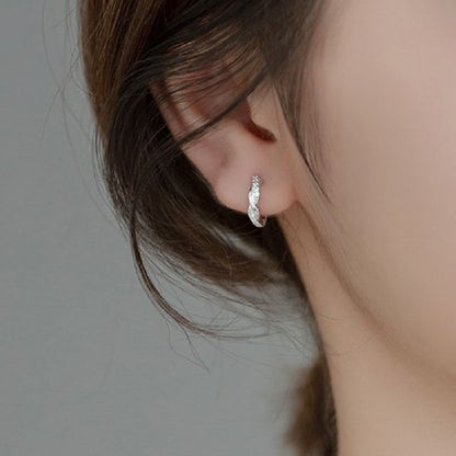 Rhinestone Sterling Silver Hoop Earring