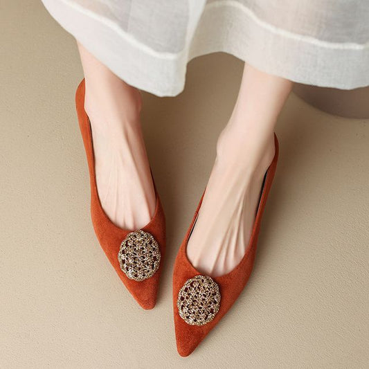 Kitten-Heel Rhinestone Pointed Pumps