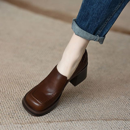 Block-Heel Buckled Loafers