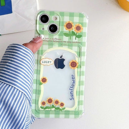 Sunflower Print Card Holder Phone Case
