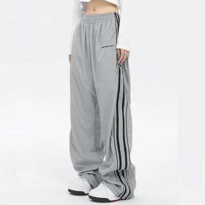 Low Rise Striped Loose-Fit Wide-Leg Sweatpants