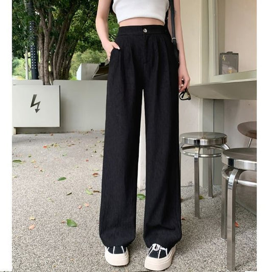 High Rise Plain Wide Leg Suit Pants