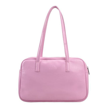 Plain Faux Leather Carryall Bag