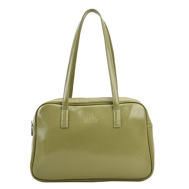 Plain Faux Leather Carryall Bag