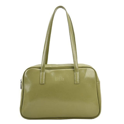 Plain Faux Leather Carryall Bag