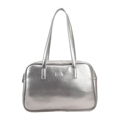 Plain Faux Leather Carryall Bag