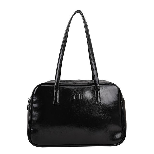 Plain Faux Leather Carryall Bag