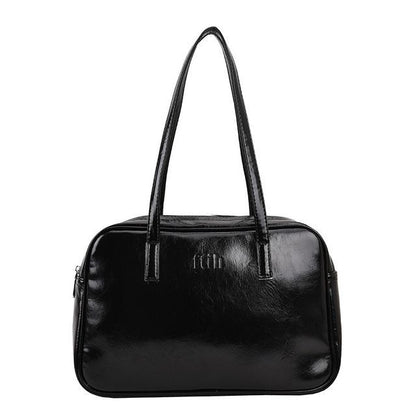 Plain Faux Leather Carryall Bag