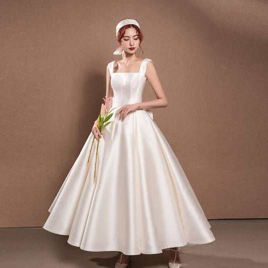 Designs) Gown (Various Evening Strap Wide Square-Neck A-Line