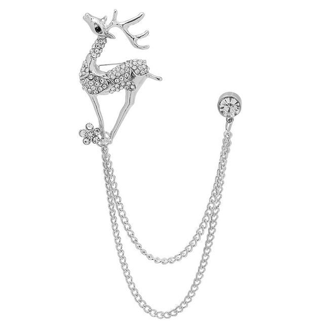 Rhinestone Chained Alloy Brooch