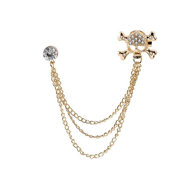 Rhinestone Chained Alloy Brooch