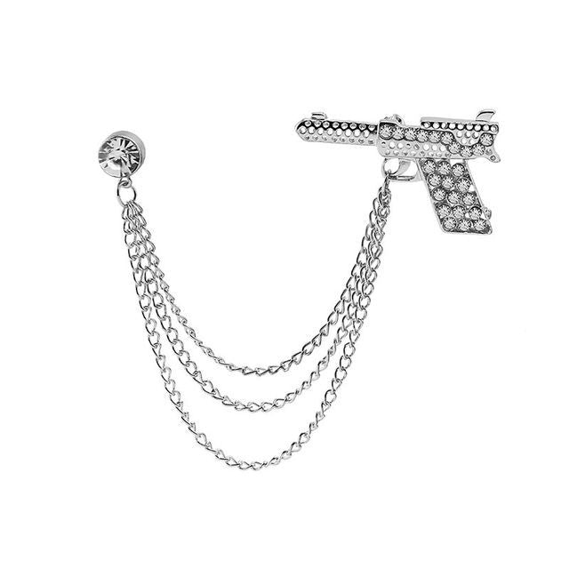 Rhinestone Chained Alloy Brooch