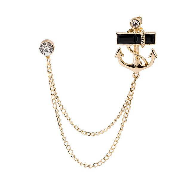 Rhinestone Chained Alloy Brooch