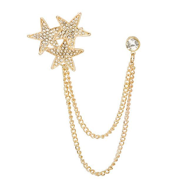 Rhinestone Chained Alloy Brooch