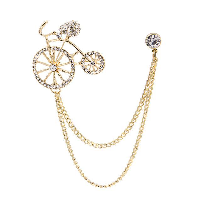 Rhinestone Chained Alloy Brooch