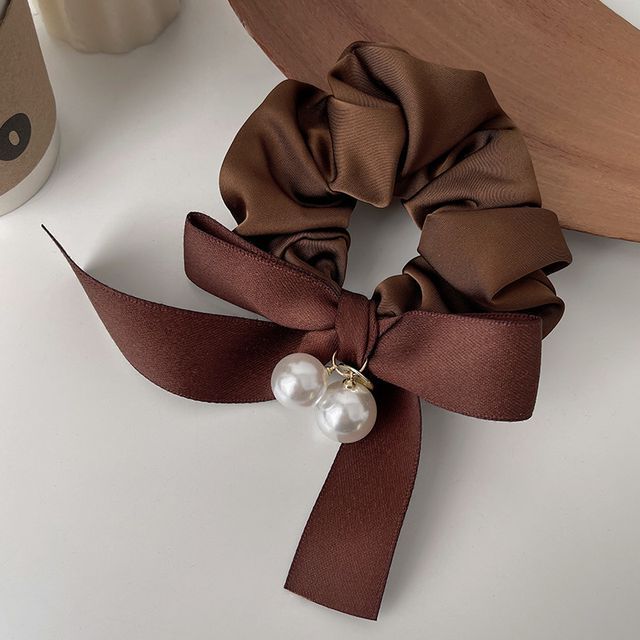 Ribbon Faux Pearl Hair Tie