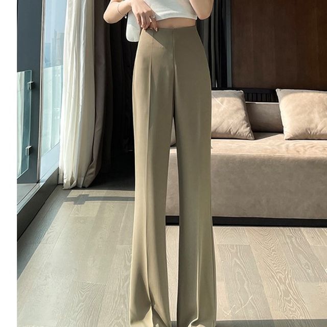 High Rise Plain Flared Pants (Various Designs)