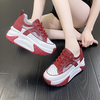 Mesh Panel Platform Hidden Wedge Sneakers